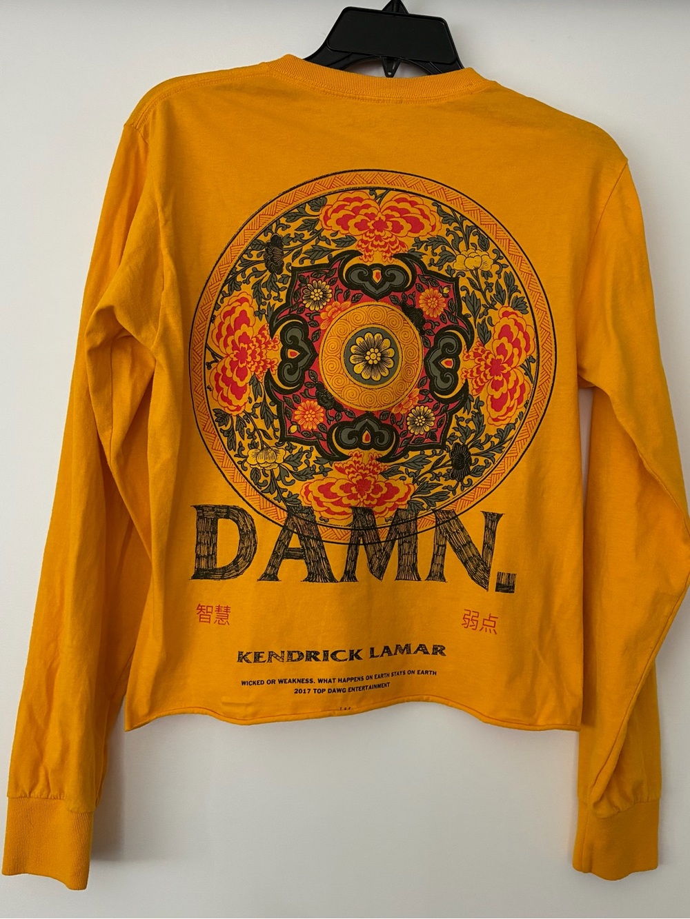 Kendrick Lamar DAMN Tour Long Sleeve Shirt Yellow Size S/M